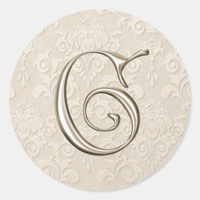 Monogram Wedding Stickers   letter G