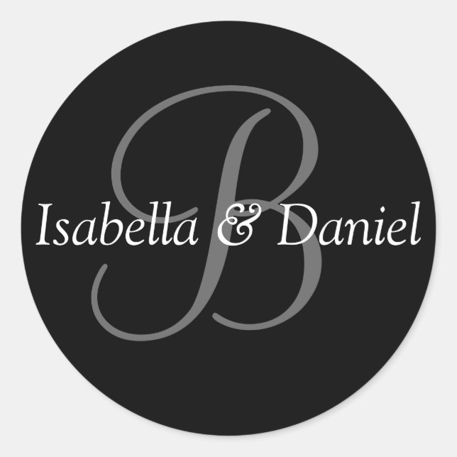Monogram Wedding Template Bride Groom Names Custom Classic Round Sticker (Front)
