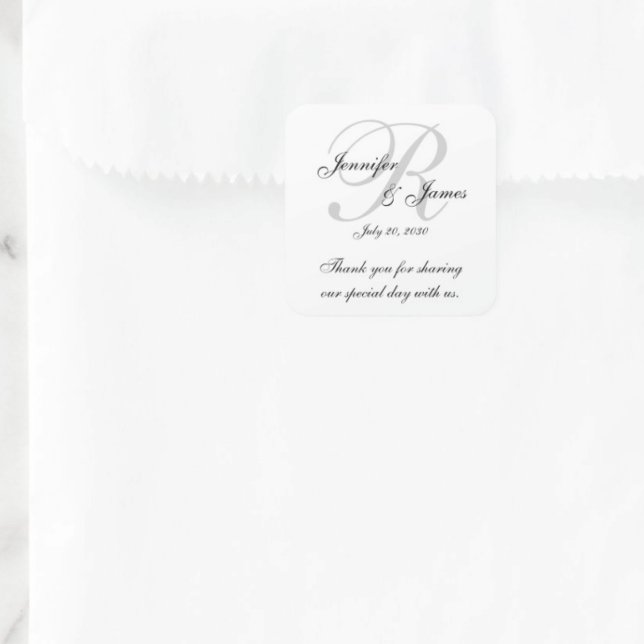 Monogram Wedding Thank You Labels Stickers (Creator Uploaded)
