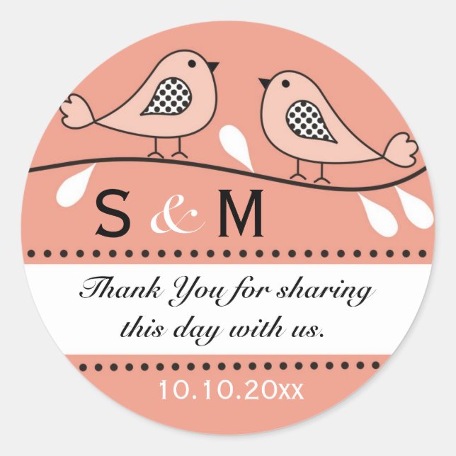 Monogram Wedding Thank You Stickers (Front)