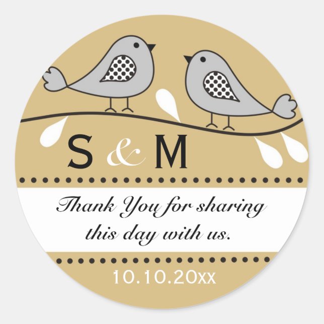 Monogram Wedding Thank You Stickers (Front)
