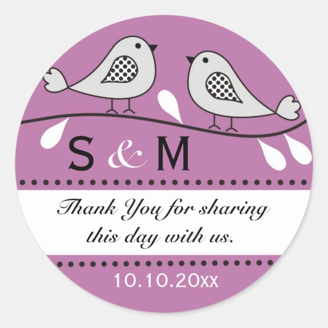 Monogram Wedding Thank You Stickers (Front)