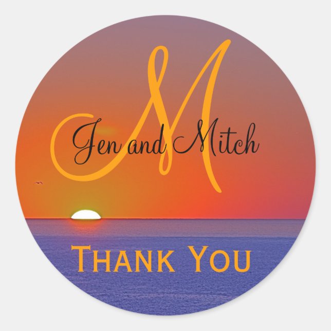 Monogram Wedding Tropical Paradise Envelope Seal (Front)