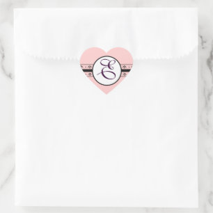 Monogram Wedding Vintage Borders Heart Sticker