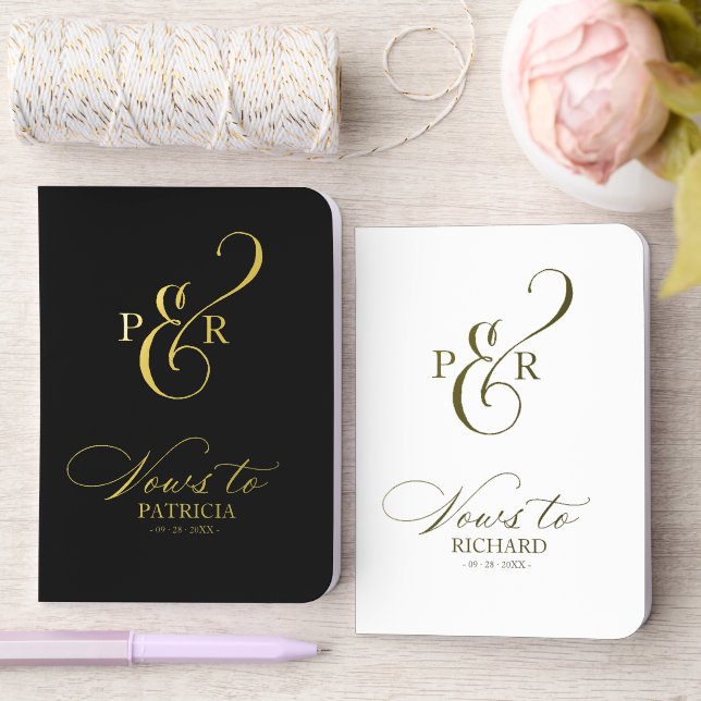 Monogram Wedding Vow Book Foil Pocket Notebook Set (Wedding)