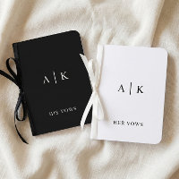 Monogram Wedding Vow Books Set His Personalized