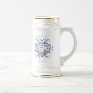 Monogram Wedding Vow Heart Beer Stein