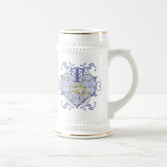 Monogram Wedding Vow Heart Beer Stein (Right)