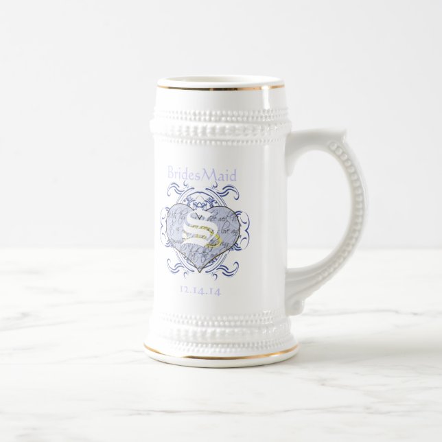 Monogram Wedding Vow Heart Beer Stein (Right)