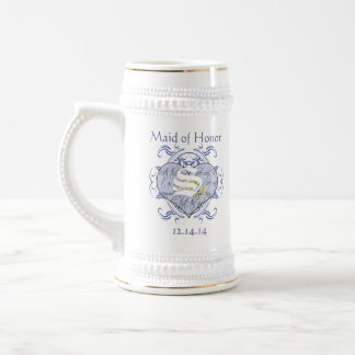 Monogram Wedding Vow Heart Beer Stein