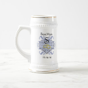 Monogram Wedding Vow Heart Beer Stein