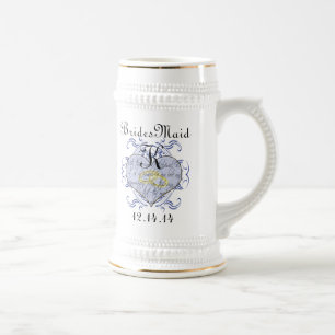 Monogram Wedding Vow Heart Beer Stein