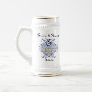 Monogram Wedding Vow Heart Beer Stein