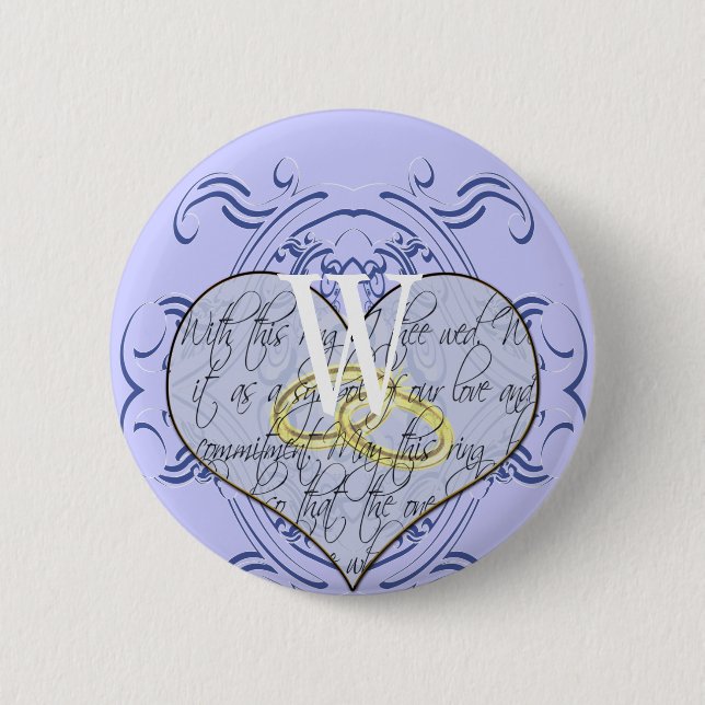 Monogram Wedding Vow Heart Button (Front)