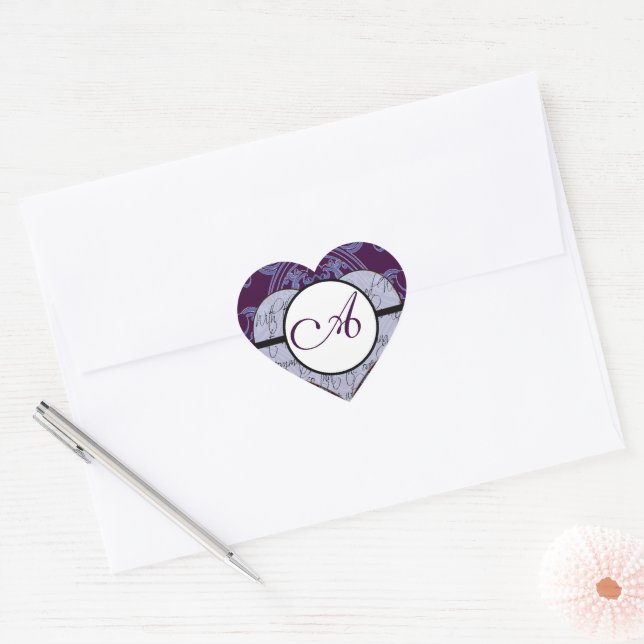Monogram Wedding Vow Heart Heart Sticker (Envelope)