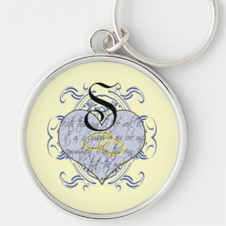 Monogram Wedding Vow Heart Keychain