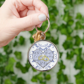 Monogram Wedding Vow Heart Keychain