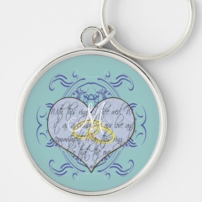 Monogram Wedding Vow Heart Keychain (Front)