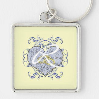 Monogram Wedding Vow Heart Keychain