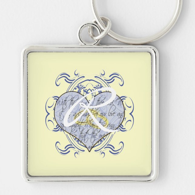 Monogram Wedding Vow Heart Keychain (Front)