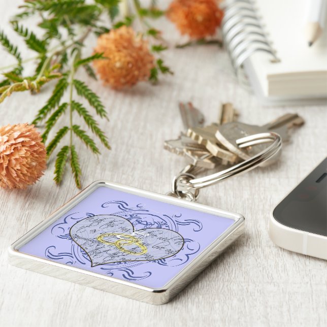 Monogram Wedding Vow Heart Keychain (Side)