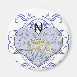 Monogram Wedding Vow Heart Magnet