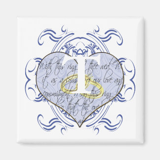 Monogram Wedding Vow Heart Magnet