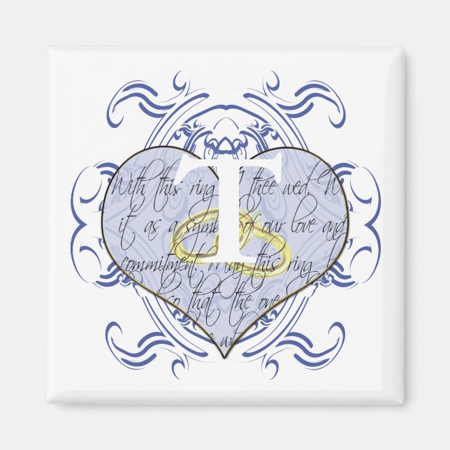 Monogram Wedding Vow Heart Magnet (Front)