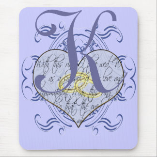 Monogram Wedding Vow Heart Mouse Pad