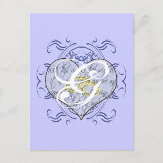 Monogram Wedding Vow Heart Postcard