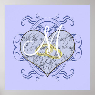Monogram Wedding Vow Heart Poster