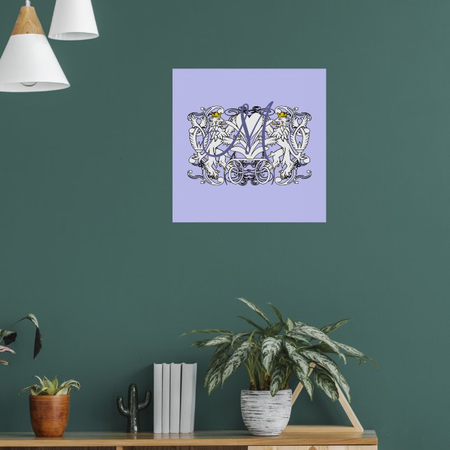 Monogram Wedding Vow Heart Poster (Living Room 1)