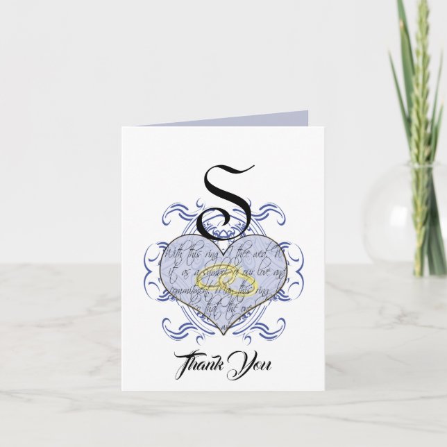 Monogram Wedding Vow Heart Thank You (Front)