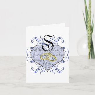 Monogram Wedding Vow Heart Thank You Card