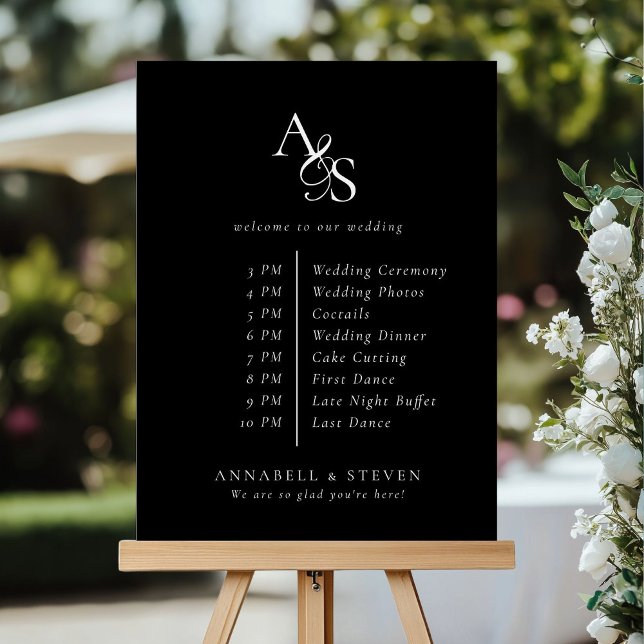 Monogram, Wedding, Welcome & Order of the Event Foam Board (Custom, Monogram, Wedding, Welcome & Order of the Event Foam Board.)