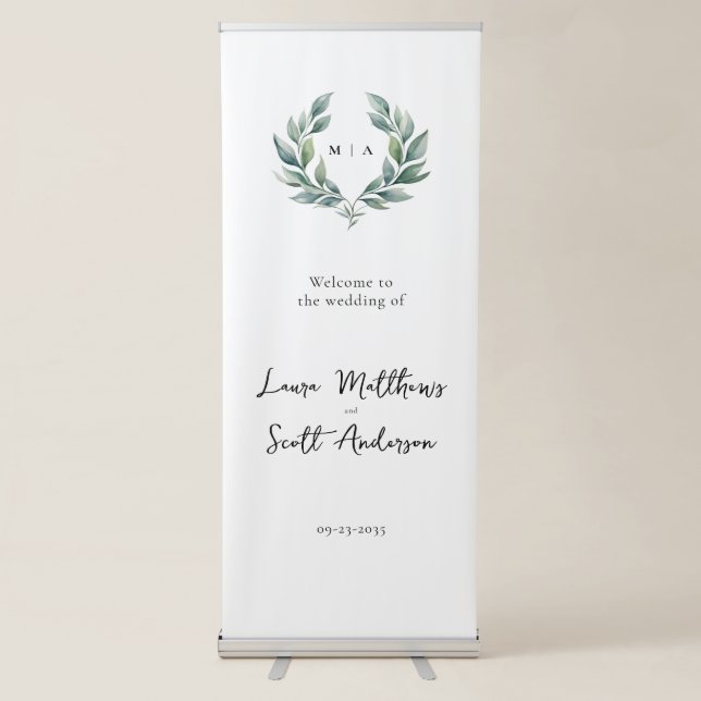 Monogram Wedding Welcome Retractable Banner (Front)