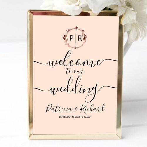 Monogram Wedding Welcome Sign 