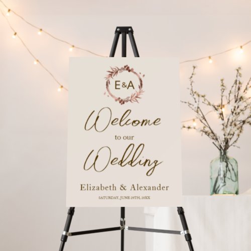 Monogram Wedding Welcome Sign Foam Boar