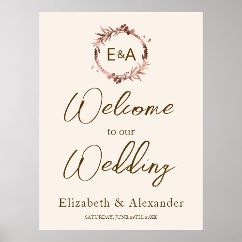 Monogram Wedding Welcome Sign Foam Boar