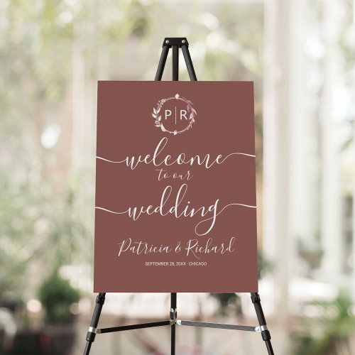 Monogram Wedding Welcome Sign Foam Board