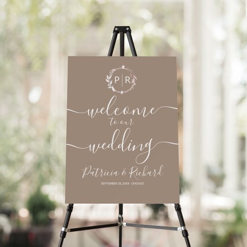 Monogram Wedding Welcome Sign Foam Board