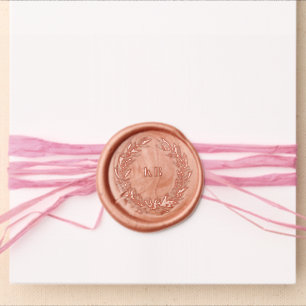 Monogram Wedding Wreath Illustration Wax Seal Sticker