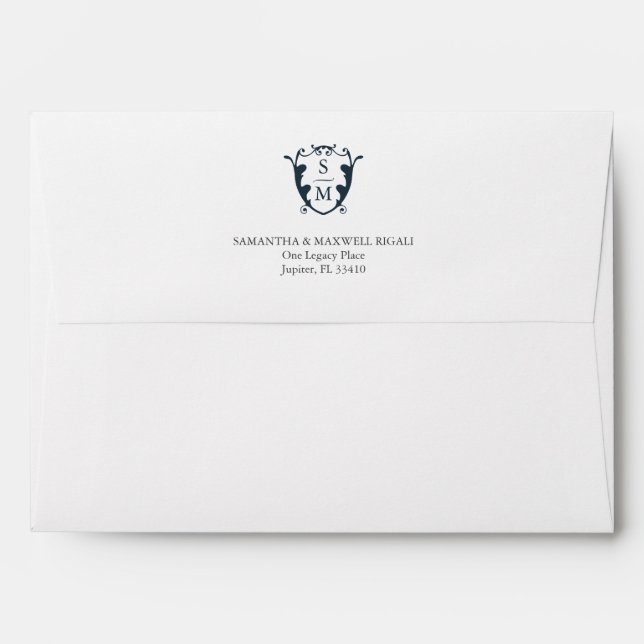 Monogram Weddings Return Address Envelopes Blue (Back (Top Flap))