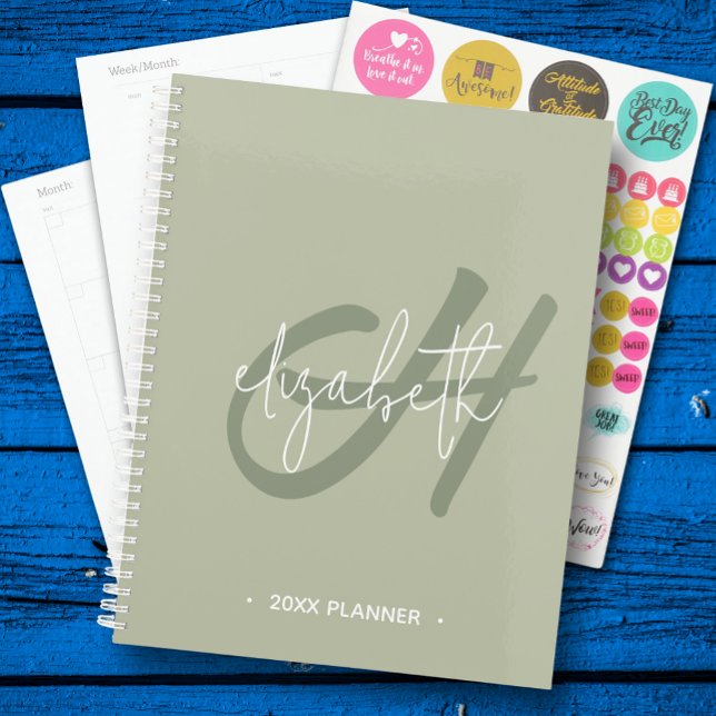 Monogram Weekly Monthly Planner (Monogrammed Planner, inside pages and stickers)