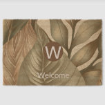 Monogram Welcome Coir Door Mat<br><div class="desc">Add a personal touch to your door. This custom coir door mat features a tropical leaves design and is great for messy weather. Simply change the text to add your monogram and add your desired word or phrase. Use the template to personalize.</div>