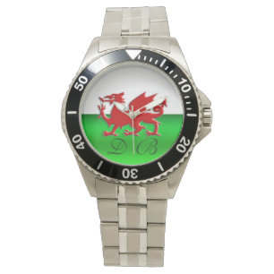 Monogram Welsh Flag, embossed dragon chrome-effect Watch