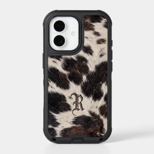 Monogram Western Cowhide Print Rustic Ranch Style iPhone 17 Case