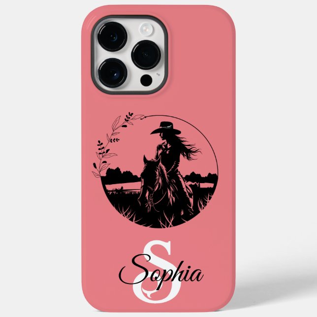 Monogram Western Equestrian Horse Cowgirl Elegant Case-Mate iPhone Case (Back)
