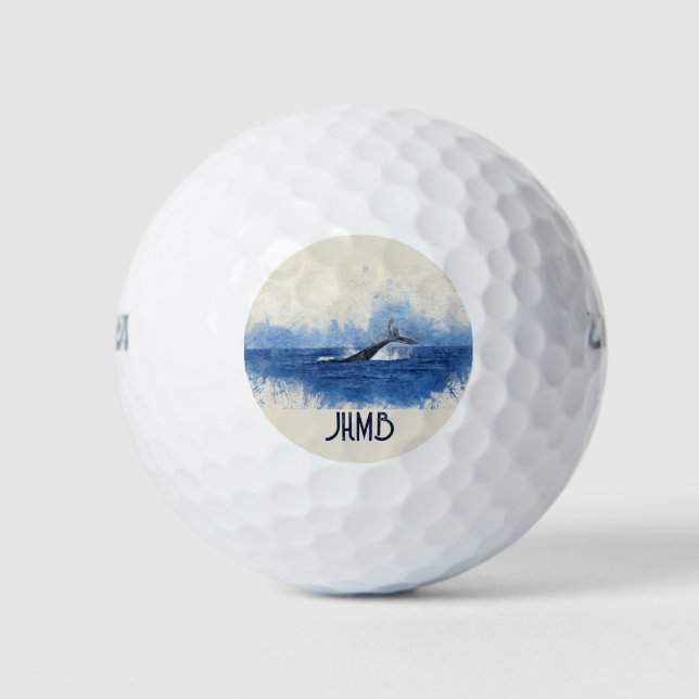 Monogram Whale Tail Ocean Sealife Golf Balls (Front)