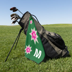 Monogram Whimiscal Water Pink Green Water Lilies Golf Towel